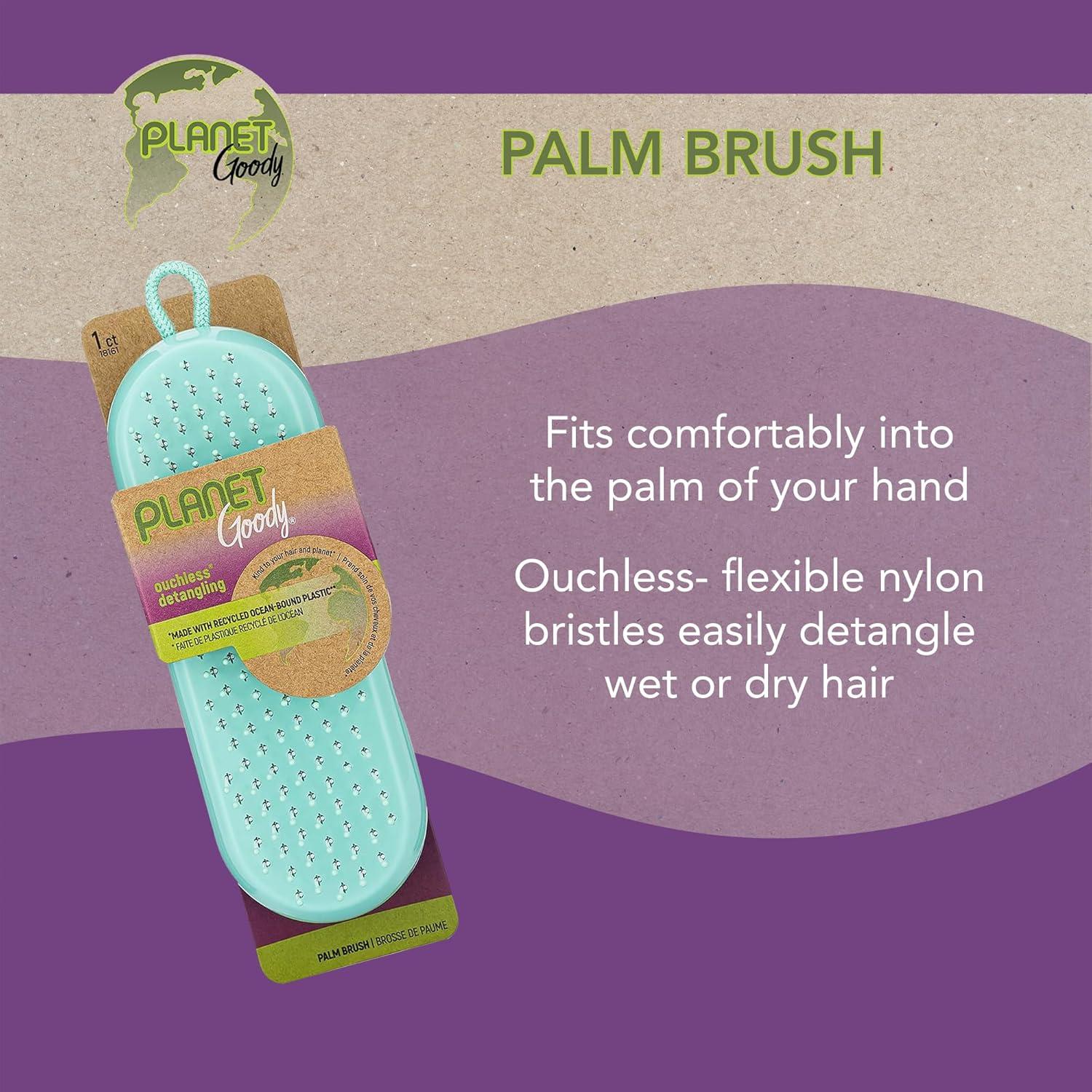 imageGOODY Planet Detangling Palm Hair Brush  Teal  Detangler Comb for WomenMenand Kids  Wet or Dry  for NaturalStraightThick and Curly Hair  Made with Recycled OceanBound Plastic