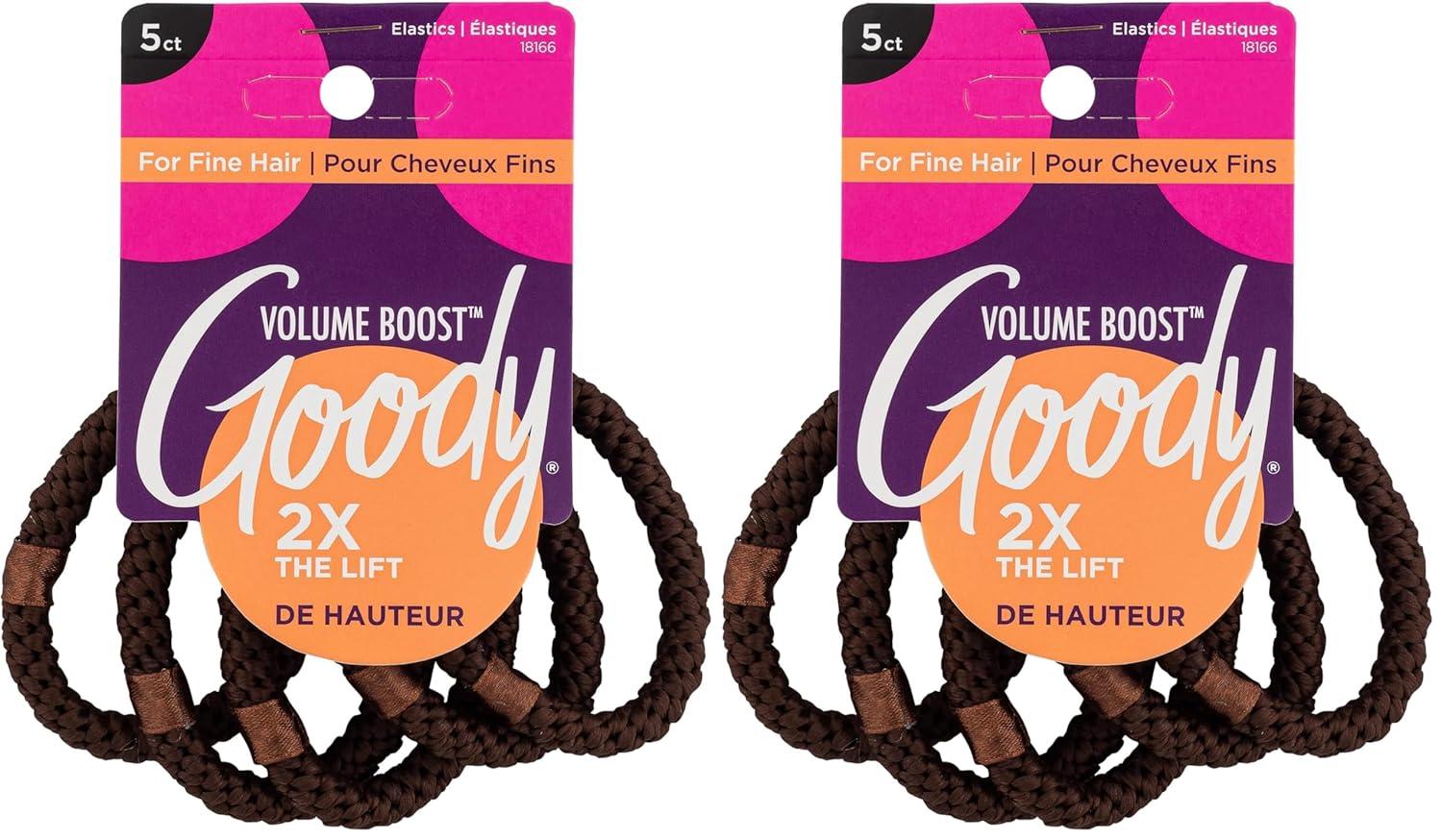 imageGOODY Volume Boost Ponytailers Elastics Hair Tie for Fine Hair  5 Count Brown  Ouchless PainFree Hair Accessories for Women Men Boys ampamp Girls  Perfect for Long Lasting Braids Ponytails ampamp MoreVolume Boost Brown 5 Ct Fine Hair