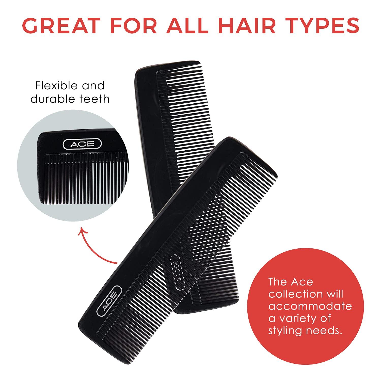 imageGoody Ace Classic Bobby Pocket and Purse Comb  5 Inch Black Durable ampamp Flexible Teeth Suitable for All Hair Types Fine Comb Teeth for Thin to Medium Hair5 Inch Pack of 2