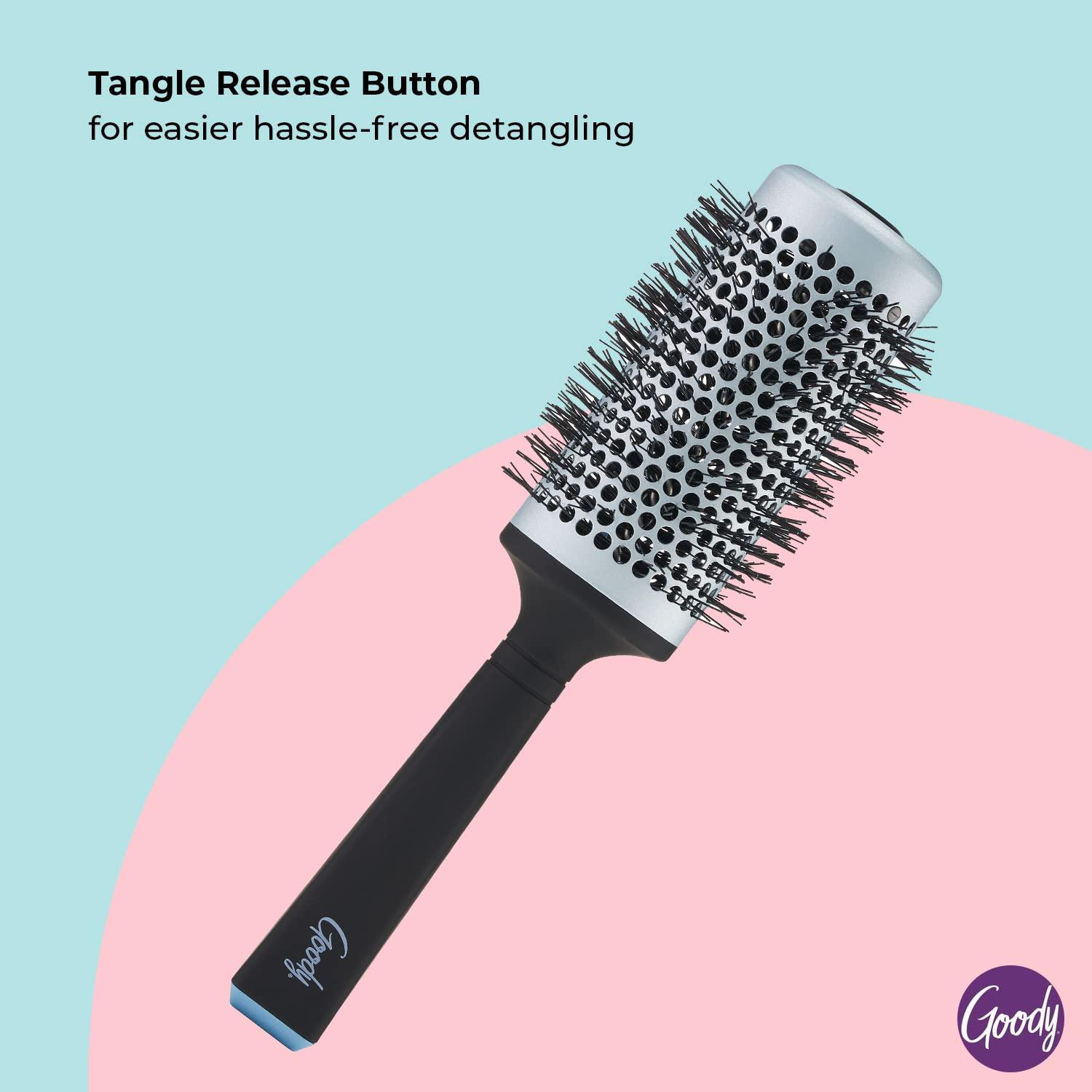 imageGoody Ceramic Blow Dry Round Brush 53mm  Great for All Hair Types with Tangle Release Button  Ceramic Smoothing Barrel Heats Up Evenly to Dry Hair Faster  for Men Women Boys ampamp Girls