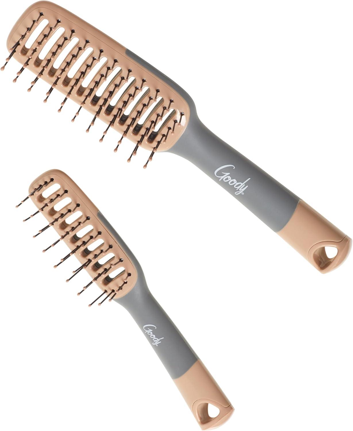 imageGoody Detangle It Vented Hair Brush Quick Drying Detangler Brush with Flexible Bristle Use as a Detangling Brush or Styling Brush to Tackle Tangles Knots ampamp Frizz All Hair Types BrownGrey  2 Ct