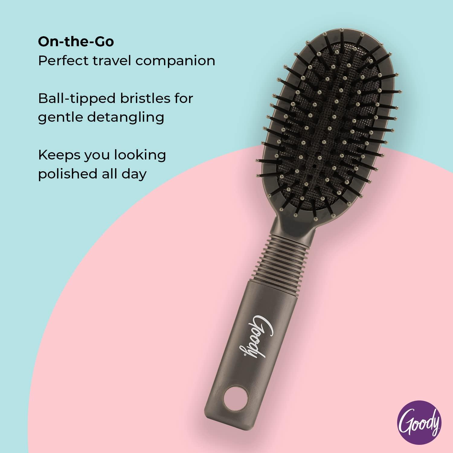 imageGoody Mini Cushion Hair Brush  Oval Travel Hairbrush for All Hair Types Tangles Knots With Ease Without Tears or Breakage  PainFree Hair Accessories for Women Men Boys and GirlsMini Oval Brush