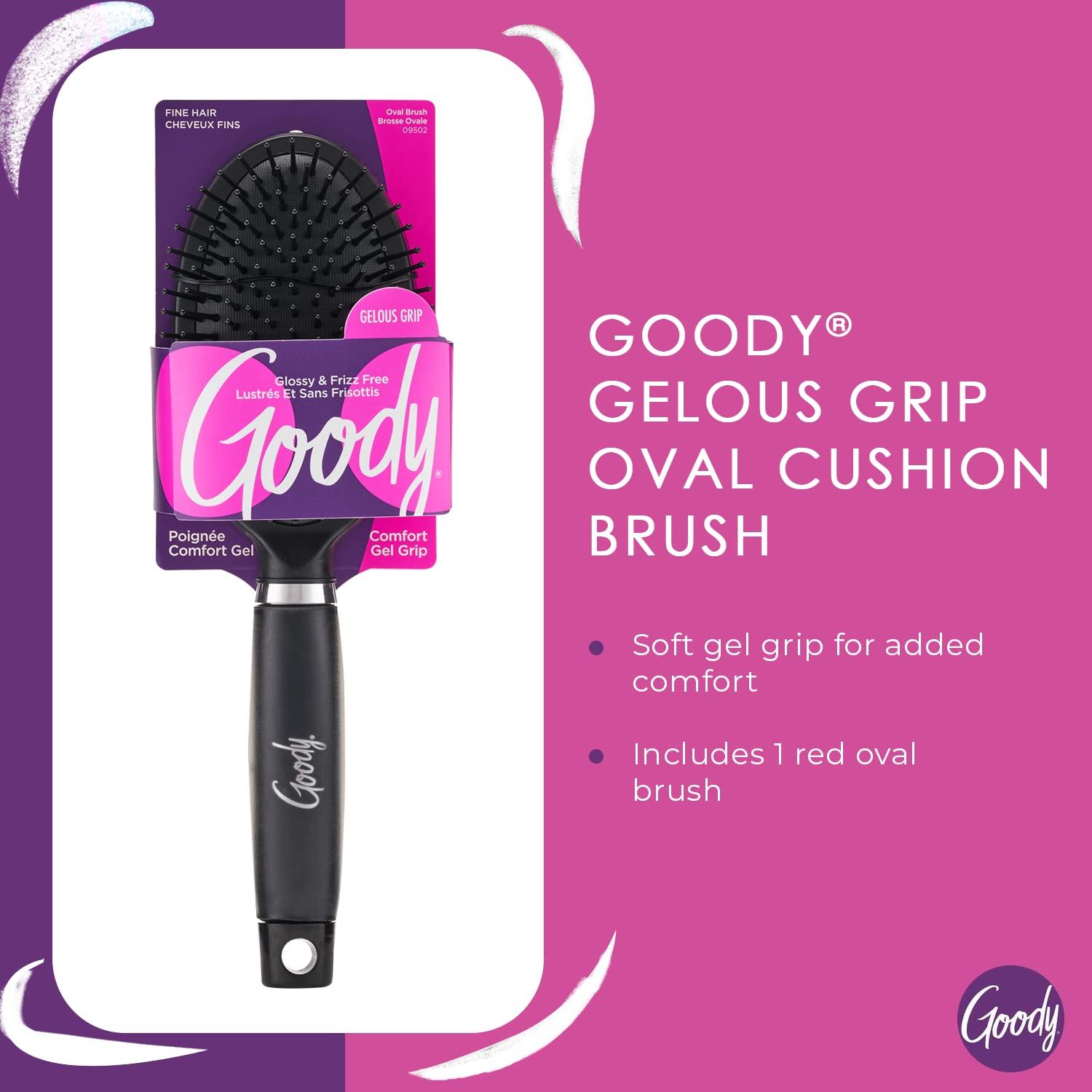 imageGoody Oval Hair Brush with Gelous Grip  For All Hair Types  Ion Infused Bristles for FrizzFree and Glossy Styling  PainFree Hair Accessories for Women Men Boys and Girls