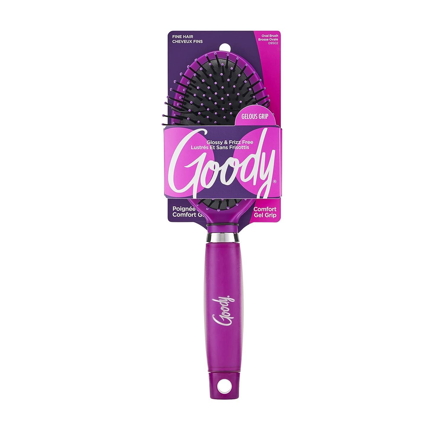 imageGoody Oval Hair Brush with Gelous Grip  For All Hair Types  Ion Infused Bristles for FrizzFree and Glossy Styling  PainFree Hair Accessories for Women Men Boys and Girls