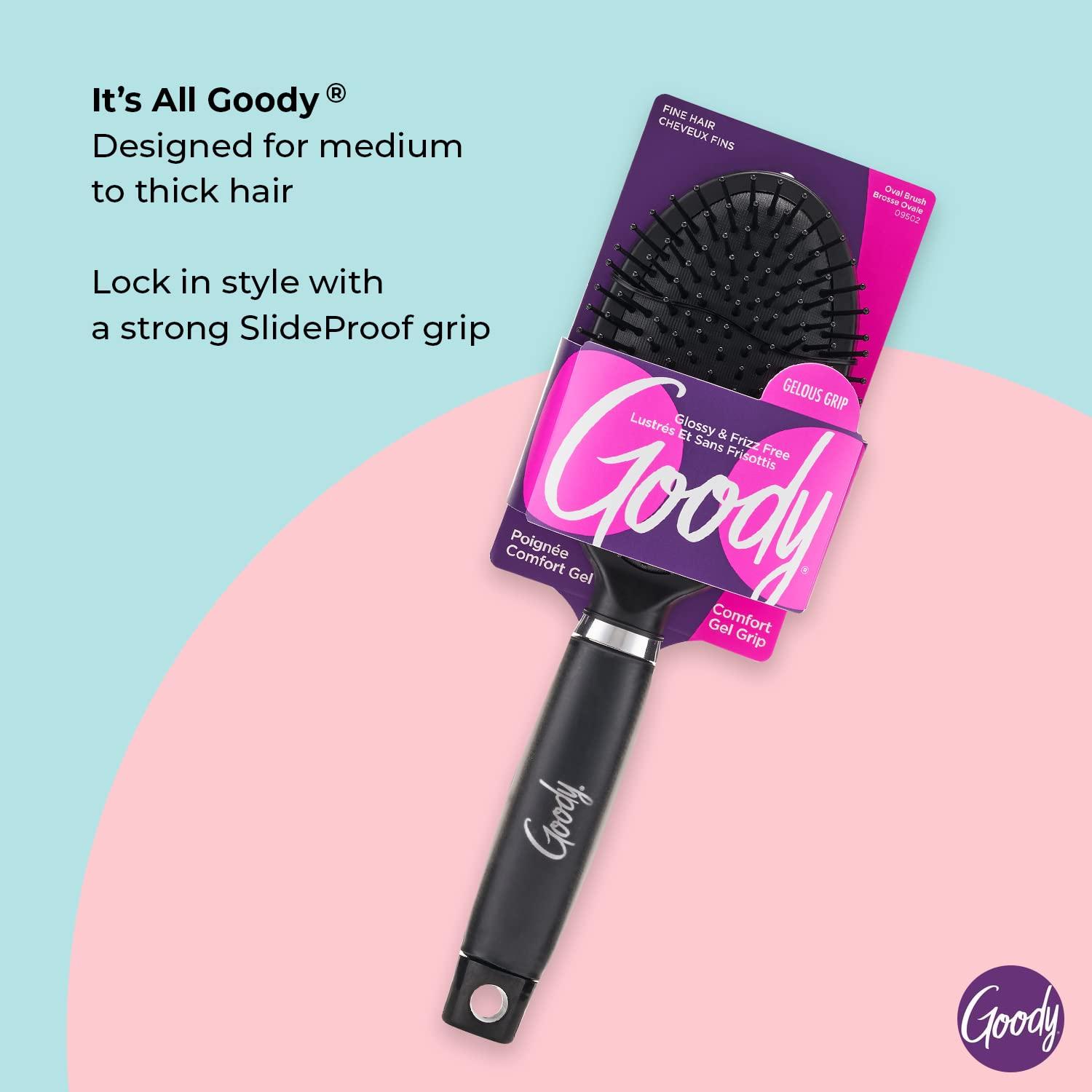 imageGoody Oval Hair Brush with Gelous Grip  For All Hair Types  Ion Infused Bristles for FrizzFree and Glossy Styling  PainFree Hair Accessories for Women Men Boys and Girls
