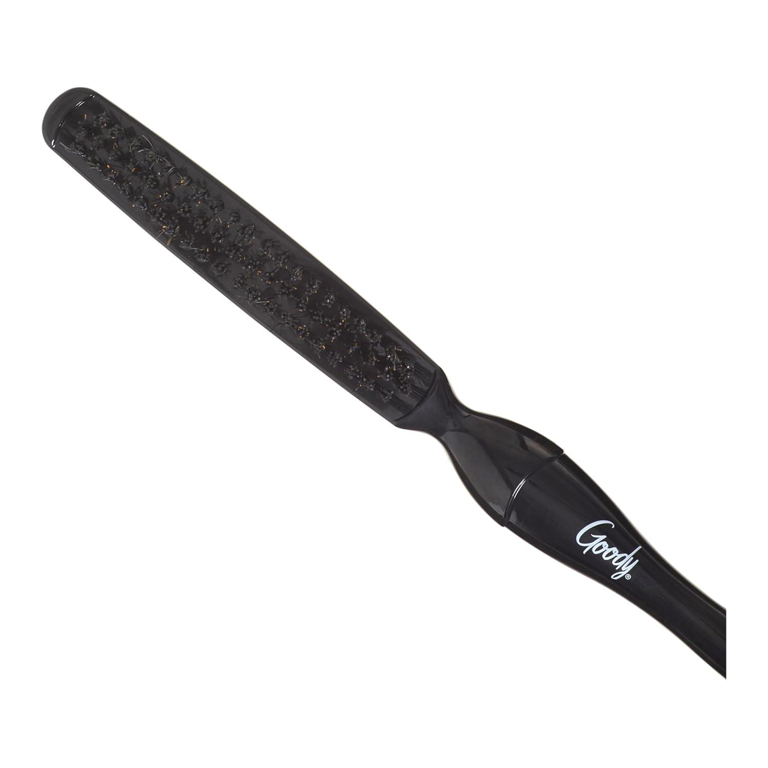 imageGoody Shine On Boar Edge Brush Boar Bristle with Long Sectioning Tail Smoothens FlyAways Use as a Styling Brush All Hair Types Textures ampamp Styles BlackHair Brush