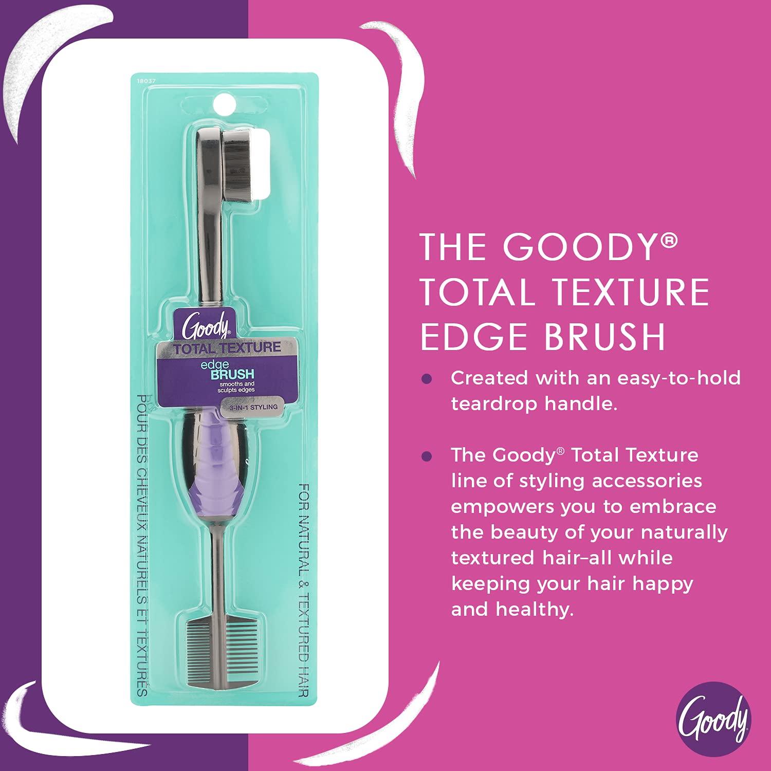 imageGoody Total Texture Edge Brush  Flexible Nylon Bristles for Precise Styling  Wide and Fine Tooth Combs for a 3in1 Hair Accessories for Women and Girls  NonSlip Grip