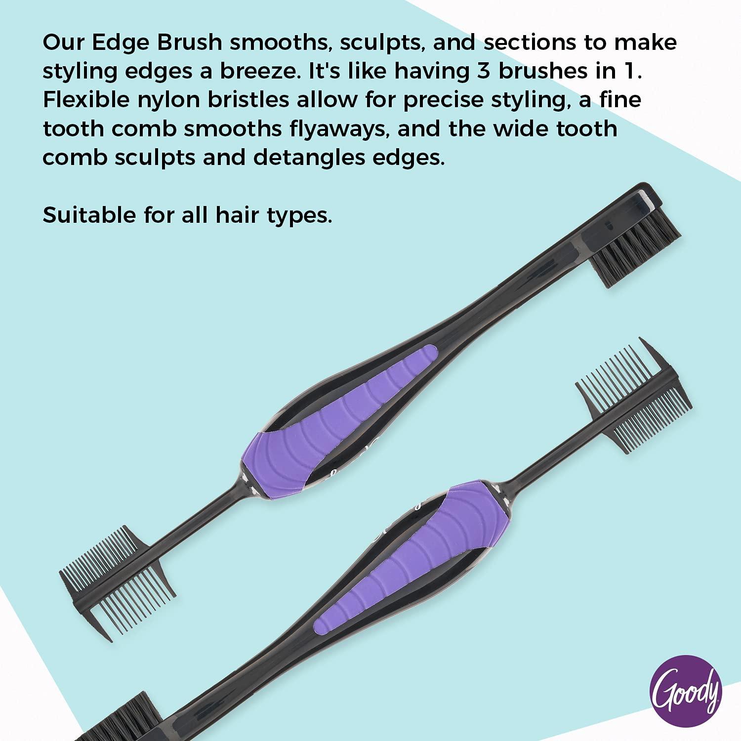 imageGoody Total Texture Edge Brush  Flexible Nylon Bristles for Precise Styling  Wide and Fine Tooth Combs for a 3in1 Hair Accessories for Women and Girls  NonSlip Grip