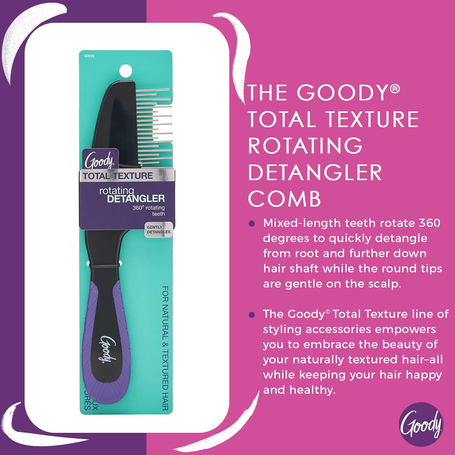 imageGoody Total Texture Rotating Detangler Brush  Glides Through All Textures Coils and Curls While Being Gentle on Scalp  Wet or Dry Hair  Hair Accessories for Women and Girls  NonSlip Grip