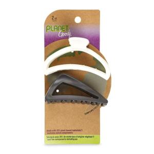 imageGOODY Planet SlideProof Claw Clips 2ct Black and CreamBlack
