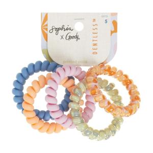 imageGoody X Sophia Yeshi Dentless Spiral Hair Ties Hair Coils Stretchable Jelly Bands Phone Cord Hair Ties MediumThick Hair Multicolor Print  5 Ct
