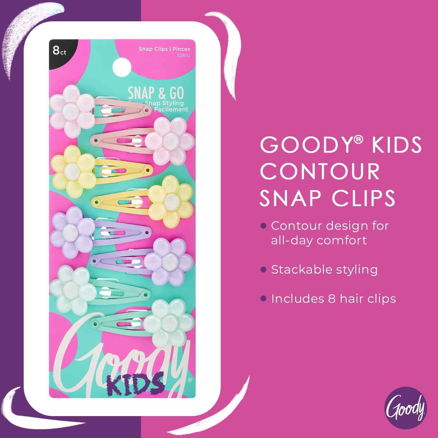 imageGoody Kids Mini Epoxy Contour Snap Clips  8 Count Daisy Charm  Just Snap Into Place  Suitable for All Hair Types  PainFree Hair Accessories for Women and Girls  All Day Comfort