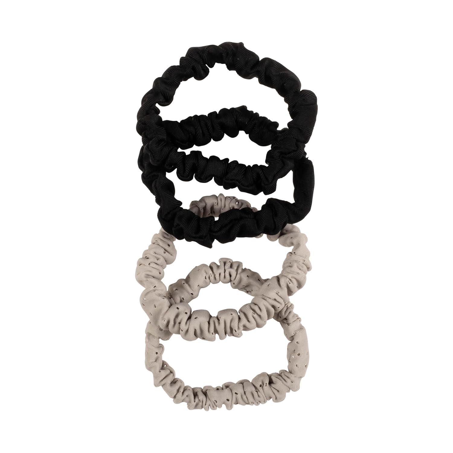 imageGoody Sport Ouchless Thin Scrunchies  4 Ct Gray ampamp Black SportLevel Grip for Workouts SweatWicking No Damage Hair Ties All Hair TypesGray Black
