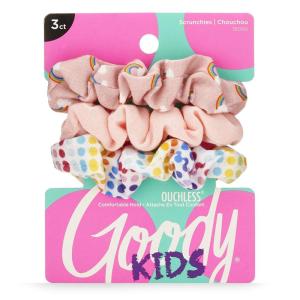 imageGoody Ouchless Hair Scrunchie  3 Count Rainbow ampamp Peach  Secure Styling Accessories for All Hair Types  PainFree and Easy to Use