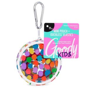 imageGOODY Kids Ouchless Elastics with Mini Pouch for All Hair Types  Accessories for Women and Girls  Perfect for Long Lasting Braids Ponytails and More Peach Rainbow 11 CountPolka Dots Elastics Mini Pouch