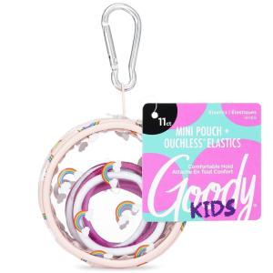imageGOODY Kids Ouchless Elastics with Mini Pouch for All Hair Types  Accessories for Women and Girls  Perfect for Long Lasting Braids Ponytails and More Peach Rainbow 11 CountPeach Rainbow Elastics Mini Pouch