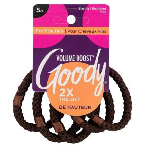 imageGOODY Volume Boost Ponytailers Elastics Hair Tie for Fine Hair  5 Count Brown  Ouchless PainFree Hair Accessories for Women Men Boys ampamp Girls  Perfect for Long Lasting Braids Ponytails ampamp MoreVolume Boost Brown 5 Ct Fine Hair