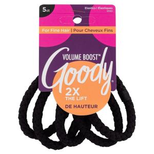 imageGOODY Volume Boost Ponytailers Elastics Hair Tie for Fine Hair  5 Count Brown  Ouchless PainFree Hair Accessories for Women Men Boys ampamp Girls  Perfect for Long Lasting Braids Ponytails ampamp MoreVolume Boost Black 5 Ct Fine Hair