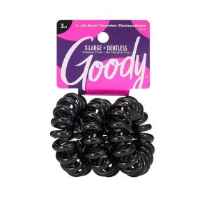 imageGoody Dentless Jelly Bands  Elastic Hair Coils for Long Lasting Braids Ponytails and More  3 Count Pink  Medium to Thick Hair  Hair Accessories for Women and GirlsBlack 3 Ct Thick Hair