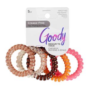 imageGoody Dentless Spiral Hair Ties Hair Coils  5 Ct Warm Tones Phone Cord Hair Ties Secure Hold Jelly Bands for All Occasions Hair Accessories for Women ampamp Men For MediumThick Hair