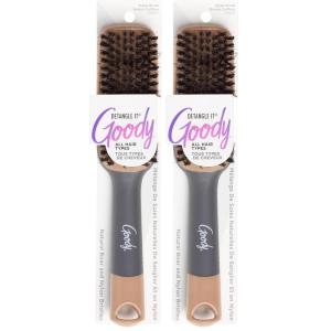 imageGoody Detangle It Boar Bristle Hair Brush Use as a Detangling or Styling Brush Conditions ampamp Boosts Shine Helps Tackle Knots ampamp Reduce Frizz For Wet or Dry Hair BrownGrey1 Count Pack of 2