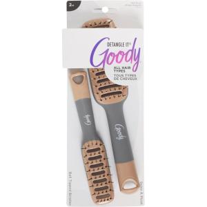 imageGoody Detangle It Vented Hair Brush Quick Drying Detangler Brush with Flexible Bristle Use as a Detangling Brush or Styling Brush to Tackle Tangles Knots ampamp Frizz All Hair Types BrownGrey  2 Ct