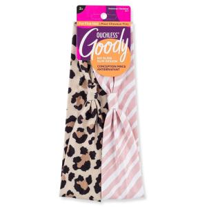 imageGoody LowProfile Head Wraps 2 Ct Cheetah ampamp Stripe DamageFree Hold AllDay Comfort Soft ampamp Stretchy Head Wraps for Women ampamp Men Secure Grip Bandeau Headwear for All Occasions For Fine HairStripeCheetah 2 Ct