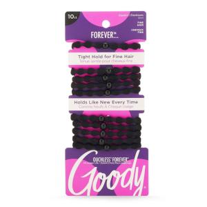 imageGoody Ouchless Forever Fine Hair Elastics  10 Ct Black DamageFree Bands 3X Stronger Hair Ties Retainable Shape 16 Strand Inner Core Hair Accessories for Women ampamp MenBlack