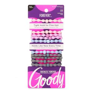 imageGoody Ouchless Forever Fine Hair Elastics  10 Ct Black DamageFree Bands 3X Stronger Hair Ties Retainable Shape 16 Strand Inner Core Hair Accessories for Women ampamp MenAssorted Pastel