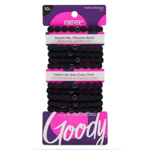 imageGoody Ouchless Forever Hair Elastics 10 Ct Black DamageFree Bands 3X Stronger Elastic Ties Retainable Shape 16 Strand Inner Core Styling Accessories for Women ampamp Men All Hair TypesBlack