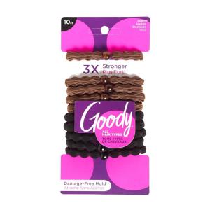 imageGoody Ouchless Forever Hair Elastics 10 Ct Black DamageFree Bands 3X Stronger Elastic Ties Retainable Shape 16 Strand Inner Core Styling Accessories for Women ampamp Men All Hair TypesBlackBrown