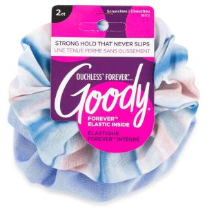 imageGoody Ouchless Forever Satin Scrunchies 2 Ct Brown ampamp Black 3X Stronger DamageFree Hold Hair Scrunchies 16 Strand Inner Core Styling Accessories for Women ampamp Men For MediumThick HairBlue Stripes
