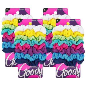 imageGoody Ouchless Jersey Scrunchies  8 Ct Assorted Neon Rainbow Tones DamageFree Dentless ampamp Secure Hold Hair Ties Gentle Hair Accessories for Women ampamp Men All Day Comfort All Hair TypesMulti