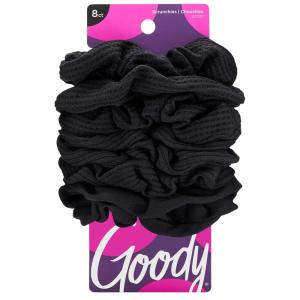 imageGoody Ouchless Jersey Scrunchies  8 Ct Assorted Neon Rainbow Tones DamageFree Dentless ampamp Secure Hold Hair Ties Gentle Hair Accessories for Women ampamp Men All Day Comfort All Hair TypesBlack