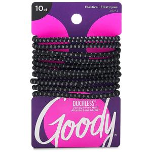 imageGoody Ouchless No Slip Hair Ties 10 Ct Black 4MM Rubber Bands SlideProof PainFree Styling Accessories for Women ampamp Men Made for LongLasting Braids Ponytails ampamp More All Hair TypesBlack 10 Ct Medium Hair
