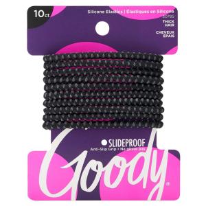 imageGoody Ouchless No Slip Hair Ties 10 Ct Black 4MM Rubber Bands SlideProof PainFree Styling Accessories for Women ampamp Men Made for LongLasting Braids Ponytails ampamp More All Hair TypesBlack