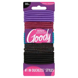 imageGoody Ouchless Womens Elastic Hair Ties  27 Count Black  4MM for Medium Hair  LongLasting Braids Ponytails and More  PainFree Hair Accessories Packaging May VaryAssorted 30Ct GlitterMulti