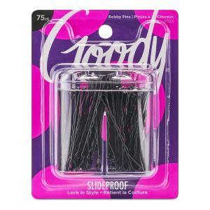 imageGoody SlideProof Bobby Pin Box with Magnetic Top  75 Ct Black Bobby Pins for Hair Styling Lock In Style Comfortable PainFree Styling Accessories for Women ampamp Men All Hair Types