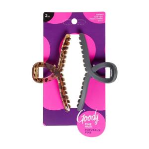 imageGoody SlideProof Rectangular Large Claw Clips  2 Ct Warm Tones Secure Grip Hair Styling Accessories for Women ampamp Men Claw Clips for Thick HairBlackTort Ribbon Claw