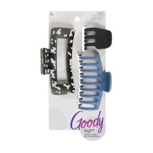 imageGoody SlideProof Rectangular Large Claw Clips  2 Ct Warm Tones Secure Grip Hair Styling Accessories for Women ampamp Men Claw Clips for Thick HairBlackBlueMulti Rectangle Claw