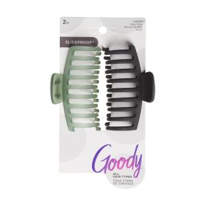 imageGoody SlideProof Rectangular Large Claw Clips  2 Ct Warm Tones Secure Grip Hair Styling Accessories for Women ampamp Men Claw Clips for Thick HairGreenBlack Large Claw