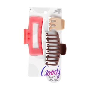 imageGoody SlideProof Rectangular Large Claw Clips  2 Ct Warm Tones Secure Grip Hair Styling Accessories for Women ampamp Men Claw Clips for Thick HairPinkCreamBrown Rectangle Claw