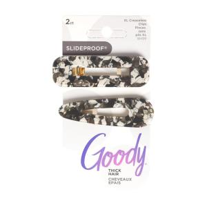 imageGoody SlideProof Resin Hinge Hair Clip Set 2 Ct XLsized Printed Black Clips for Styling Quick ampamp Easy Creaseless Styling Accessories for Women ampamp Men For Medium to Thick HairBlack