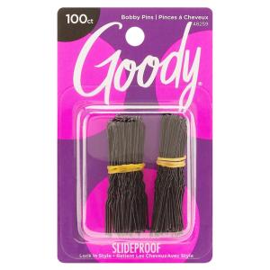 imageGoody Styling Hair Bobby Pins  100 Count Black  Slideproof and LockIn Place  Suitable for All Hair Types  PainFree Hair Accessories for Women and Girls  All Day Comfort