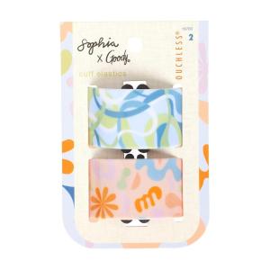 imageGoody X Sophia Yeshi Hair Ties Ouchless Hold Cuff Elastic Bands Secure Damage Free Dress Up Bun or Ponytail Trendy Styling Accessories for Women ampamp Men All Hair Types Printed Multicolor 2 Ct
