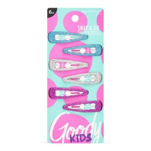 imageGoody Kids Contour Snap Clips  6 Count Assorted Glitter Colors  Just Snap Into Place  Suitable for All Hair Types  PainFree Hair Accessories for Women and Girls  All Day Comfort