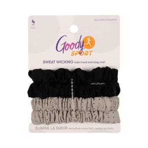 imageGoody Sport Ouchless Thin Scrunchies  4 Ct Gray ampamp Black SportLevel Grip for Workouts SweatWicking No Damage Hair Ties All Hair TypesGray Black