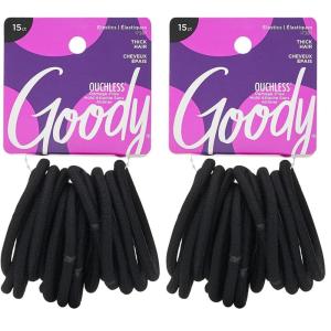 imageGoody Super Stretch Thick Hair Black Elastics 15CT15 Count Pack of 2