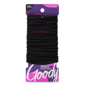 imageGoody Womens Ouchless Elastics 2 mm for Finer Hair 50 Count Pack of 2 Black