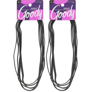 imageGOODY Womens Ouchless Thin Hair Flat Narrow Headwrap Black 6 Count6 Count Pack of 2